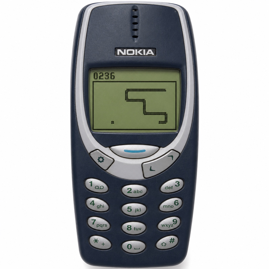 Nokia 3310 displaying the Snake game