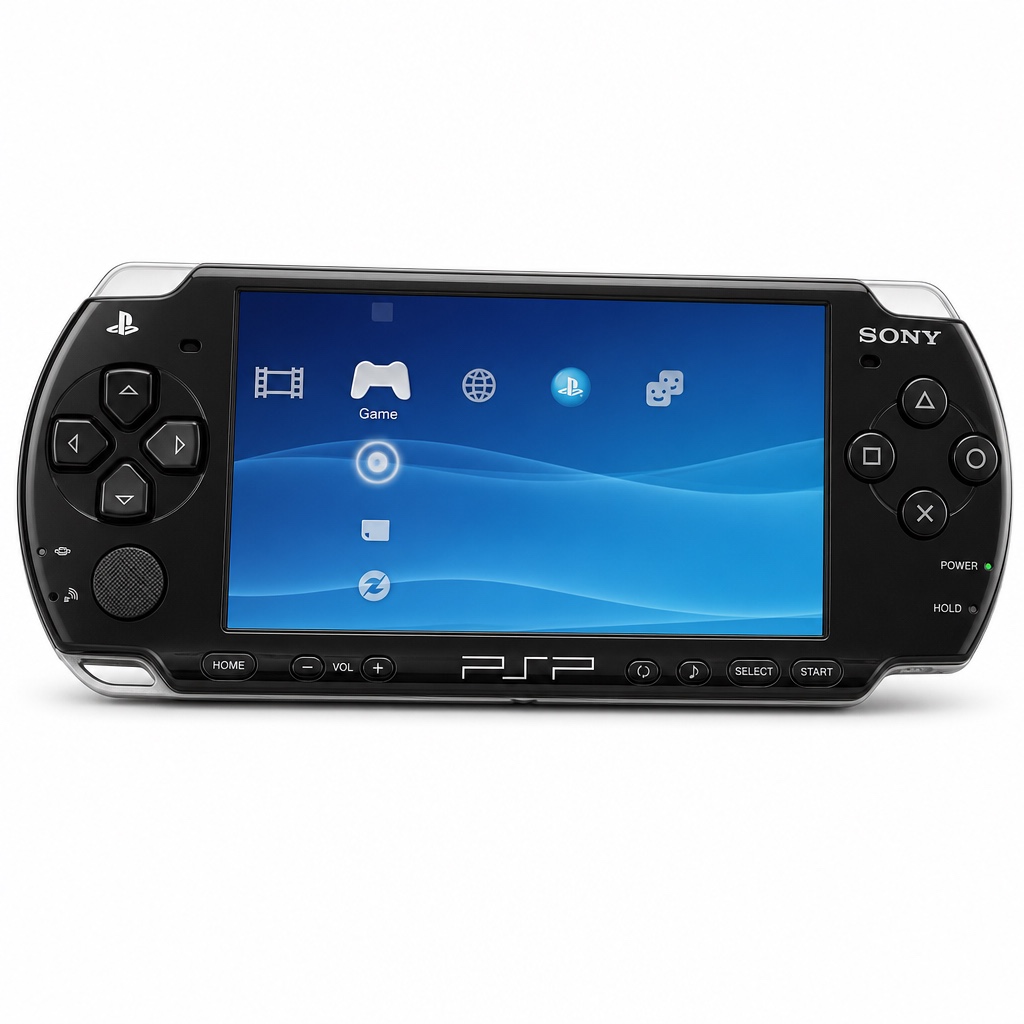Sony PSP-3000 handheld game console showing the XMB menu