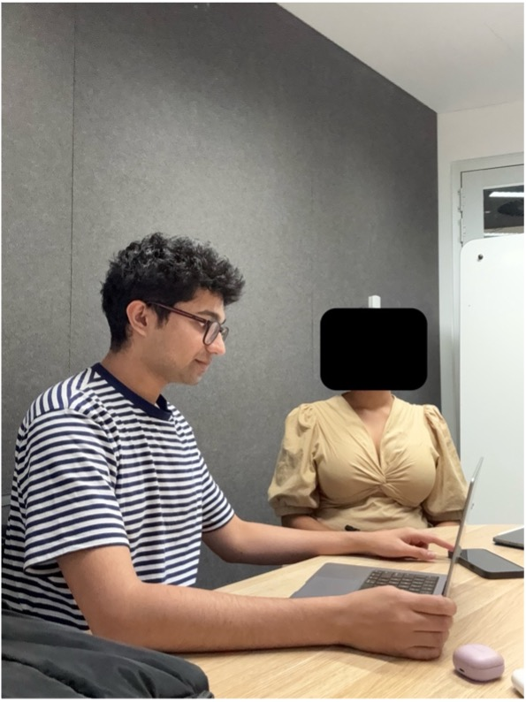 Naman conducting a semi-structured interview with a WIL student at UTS